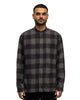 nonnative Officer Stand Collar Shirt Cotton Flannel Block Check Charcoal/Black, Shirts