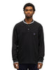 Needles Shawl Collar L/S Polo - Cotton Pique Black, Sweaters