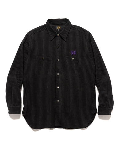 Needles Work Shirt - C/L/W Pin Stripe Twill Black, Shirts