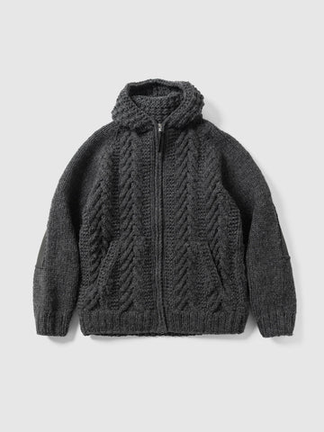 HAVEN Pacific Handknit Hooded Parka - 5 Ply Handknit Wool Charcoal, Cardigans