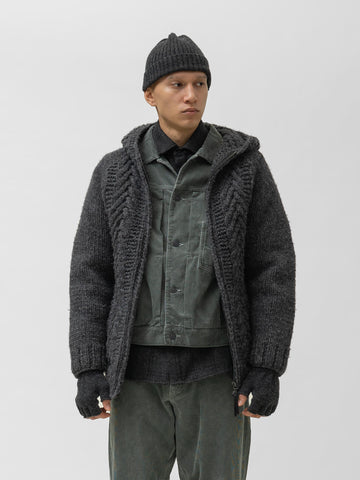 HAVEN Pacific Handknit Hooded Parka - 5 Ply Handknit Wool Charcoal, Cardigans