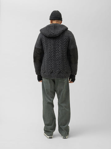 HAVEN Pacific Handknit Hooded Parka - 5 Ply Handknit Wool Charcoal, Cardigans