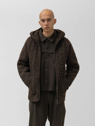 HAVEN Pacific Handknit Hooded Parka - 5 Ply Handknit Wool Earth, Cardigans