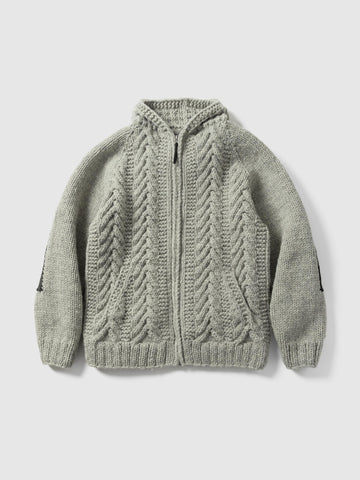 HAVEN Pacific Handknit Hooded Parka - 5 Ply Handknit Wool Grey, Cardigans