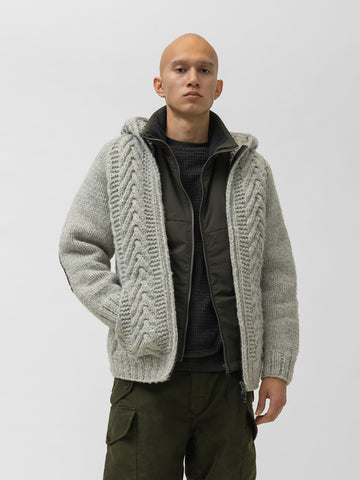 HAVEN Pacific Handknit Hooded Parka - 5 Ply Handknit Wool Grey, Cardigans