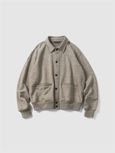 HAVEN Roam Cardigan - Fog Wool Cotton Terry Taupe, Cardigans