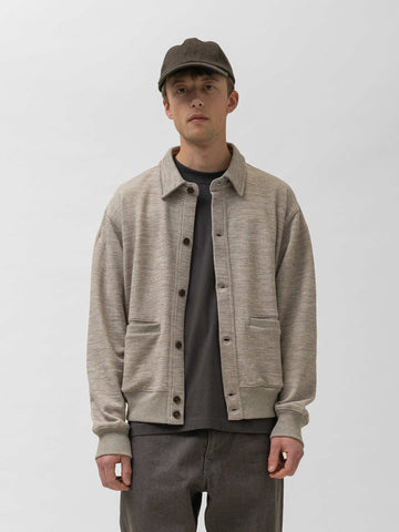 HAVEN Roam Cardigan - Fog Wool Cotton Terry Taupe, Cardigans