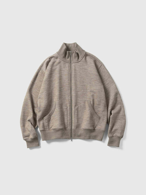 HAVEN Roam Full Zip - Fog Wool Cotton Terry Taupe, Sweatshirts