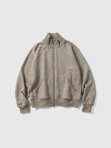 HAVEN Roam Full Zip - Fog Wool Cotton Terry Taupe, Sweatshirts