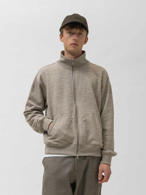 HAVEN Roam Full Zip - Fog Wool Cotton Terry Taupe, Sweatshirts
