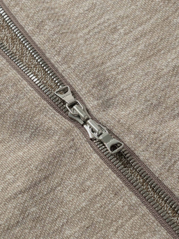 HAVEN Roam Full Zip - Fog Wool Cotton Terry Taupe, Sweatshirts