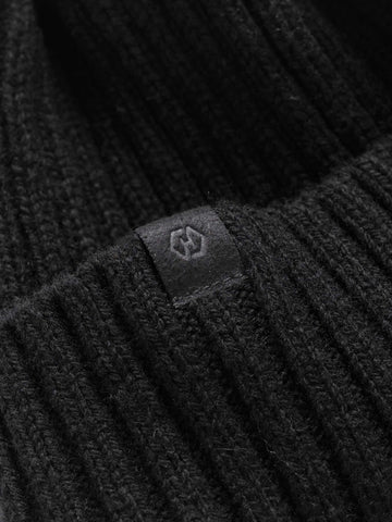 HAVEN Ribbed Beanie - Lambswool Black, Beanies
