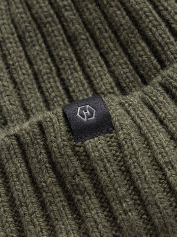 HAVEN Ribbed Beanie - Lambswool Olive, Beanies