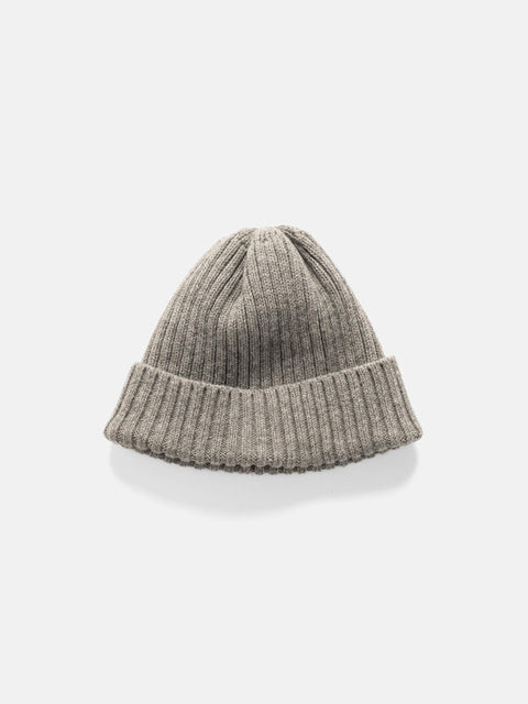 HAVEN Ribbed Beanie - Lambswool Warm Grey, Beanies