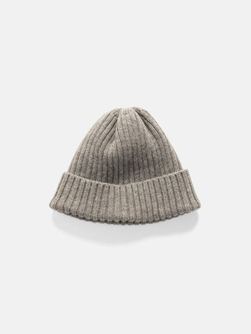 HAVEN Ribbed Beanie - Lambswool Warm Grey, Beanies