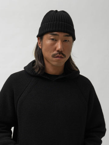 HAVEN Ribbed Beanie - Merino Wool Cashmere Black, Beanies
