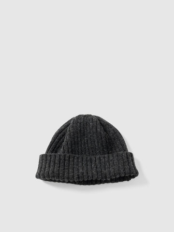 HAVEN Ribbed Beanie - Merino Wool Cashmere Charcoal, Beanies
