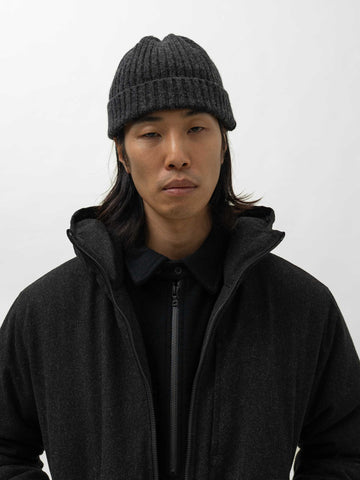 HAVEN Ribbed Beanie - Merino Wool Cashmere Charcoal, Beanies