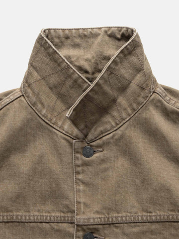 HAVEN Rig Jacket - Washed Cotton Denim Taupe, Trucker Jackets