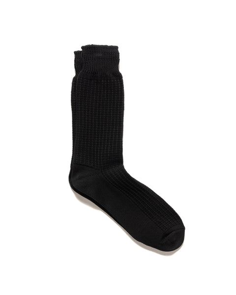 ROTOTO Cotton Waffle Crew Socks Black, Socks