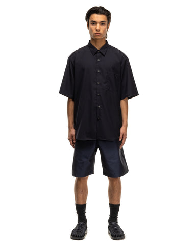 Sophnet. Wool S/S Regular Collar Baggy Shirt Navy, Shirts