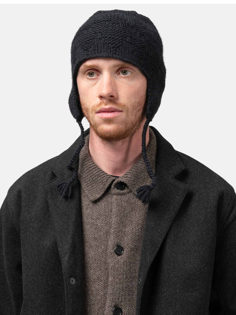 HAVEN Sherpa Handknit Beanie - Merino Wool Black, Beanies
