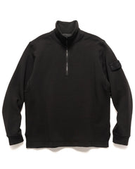 Stone Island Ghost Piece Garment Dyed Half Zip Cotton Wool Sweatshirt Black, Sweaters