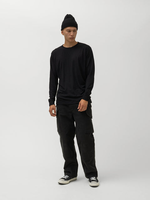 HAVEN Stratus Longsleeve - Superfine Wool Jersey Black, T-Shirts