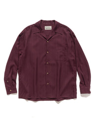 WACKO MARIA Kasuri Open Collar Shirt L/S Burgundy, Shirts