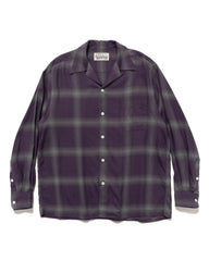 WACKO MARIA Ombre Check Open Collar Shirt L/S ( Type-1 ) Purple, Shirts