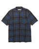 nonnative Dweller Stand Collar Pullover S/S Shirt C/P Twill Ombre Plaid Black, Shirts