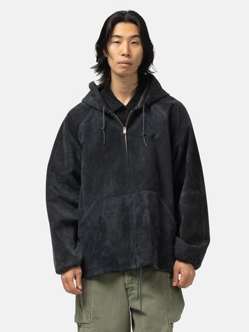 HERILL Goatsuede Hooded Jacket Black, Leather Jackets