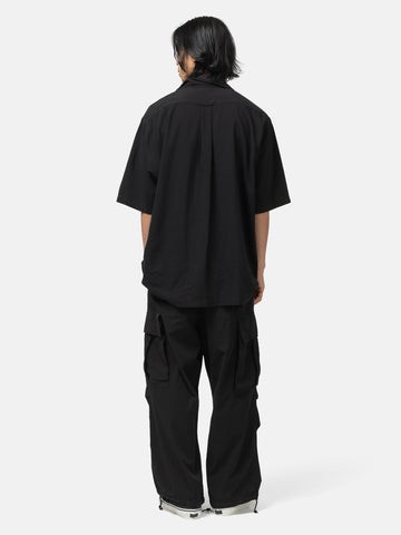 HERILL Silk Cotton Nep Open Collar Shirts Black, Shirts