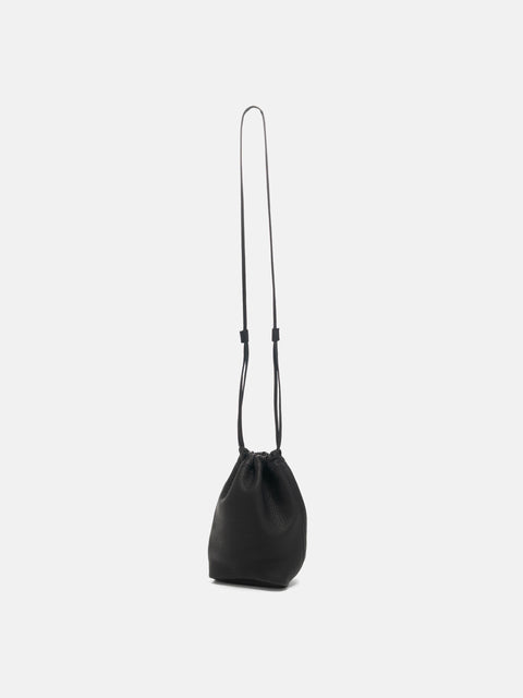 hobo Drawstring Pouch Deer Leather Black, Pouches