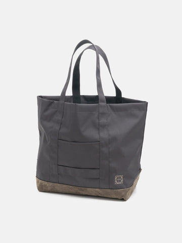 hobo Tote Bag Polyester Oxford Cordura with Suede Charcoal, Tote Bags