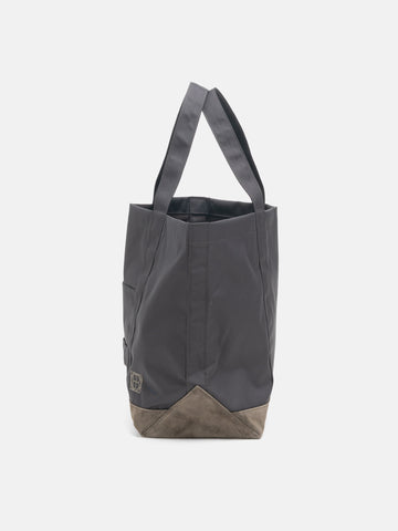 hobo Tote Bag Polyester Oxford Cordura with Suede Charcoal, Tote Bags