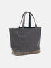 hobo Tote Bag Polyester Oxford Cordura with Suede Charcoal, Tote Bags