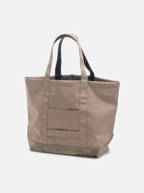 hobo Tote Bag Polyester Oxford Cordura with Suede Taupe, Tote Bags
