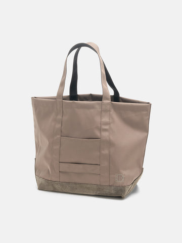 hobo Tote Bag Polyester Oxford Cordura with Suede Taupe, Tote Bags