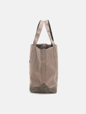 hobo Tote Bag Polyester Oxford Cordura with Suede Taupe, Tote Bags