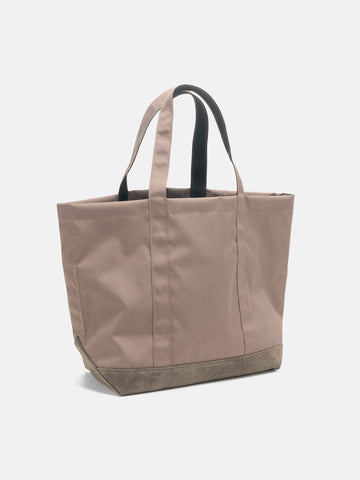 hobo Tote Bag Polyester Oxford Cordura with Suede Taupe, Tote Bags