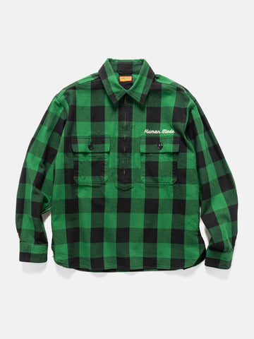 Human Made Check Half-Zip Shirt Green, Shirts