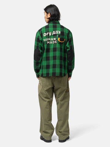 Human Made Check Half-Zip Shirt Green, Shirts