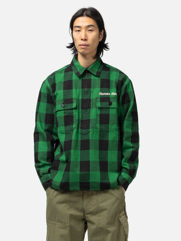 Human Made Check Half-Zip Shirt Green, Shirts