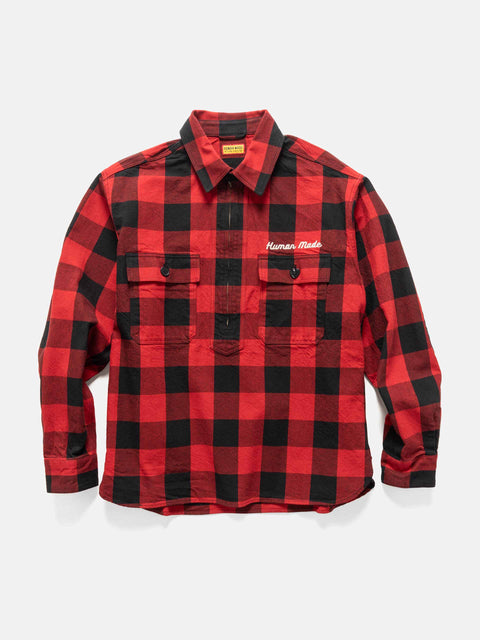 Human Made Check Half-Zip Shirt Red, Shirts