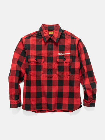 Human Made Check Half-Zip Shirt Red, Shirts