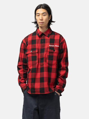 Human Made Check Half-Zip Shirt Red, Shirts