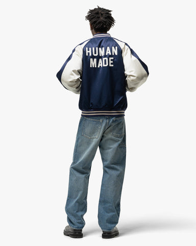 Human Made Satin Stadium Jacket  Navy, Outerwear