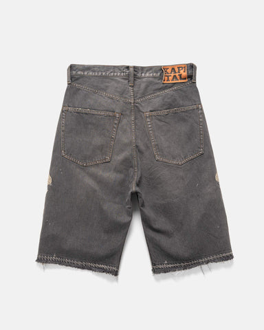 Kapital 14oz Black Denim 5P Shorts (BONE) PRO, Shorts