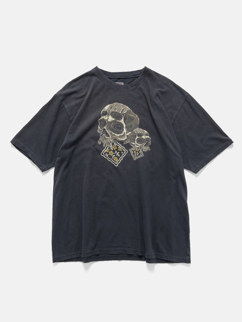 KAPITAL 20/-Jersey Crew T (PECKISH Rain Skull) Black, T-Shirts